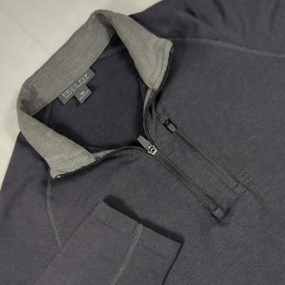 Free Fly Mens‎ Quarter Zip Pullover Gray Size Medium